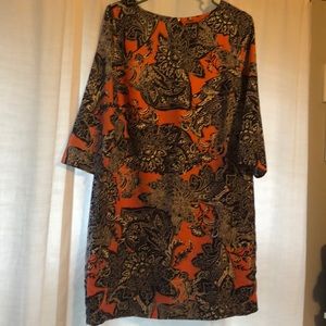 Coral and navy blue dress